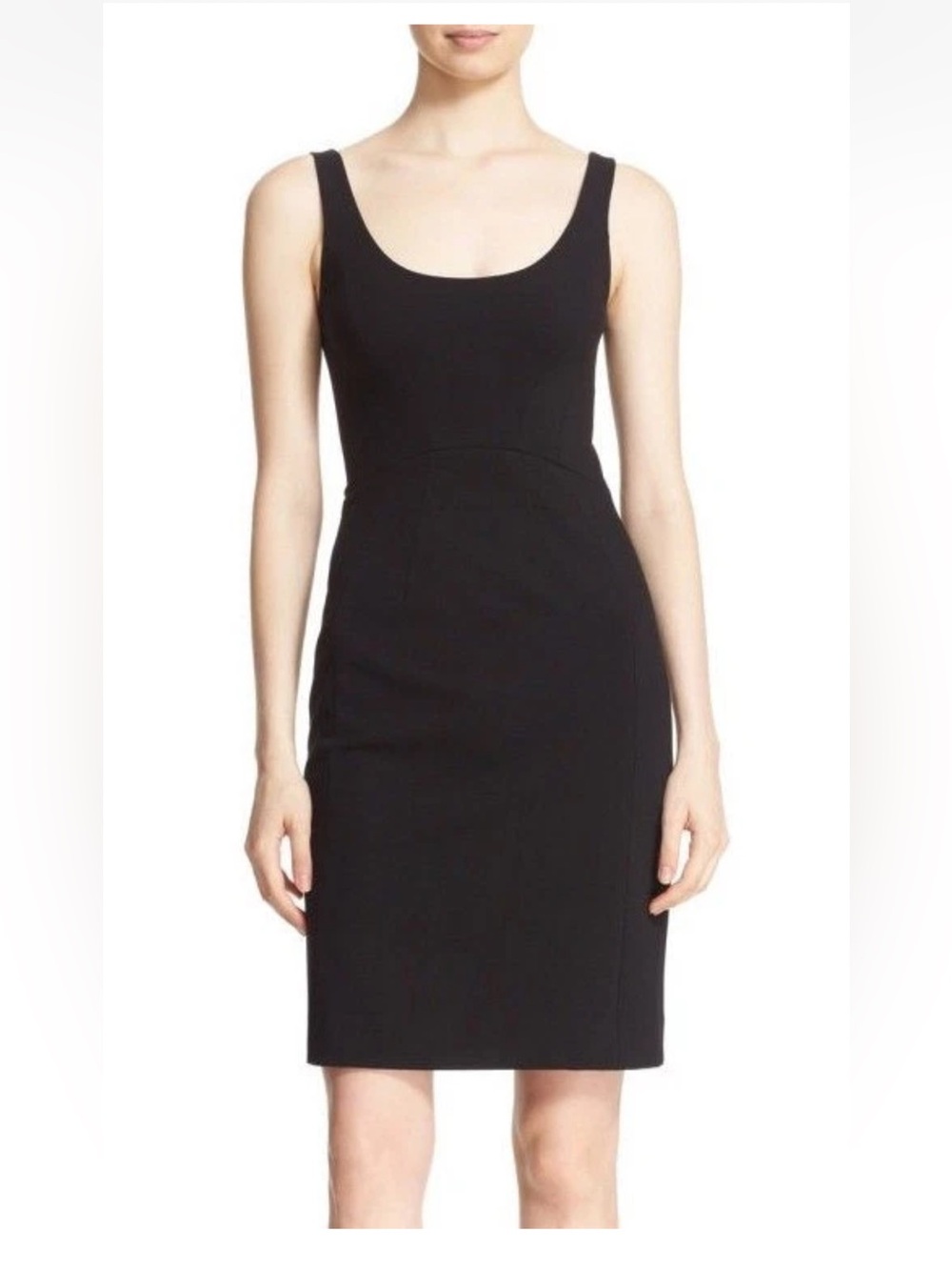 Diane Von Furstenberg Geovana Black Scoop Neck Sheath Dress 6 NEW $298